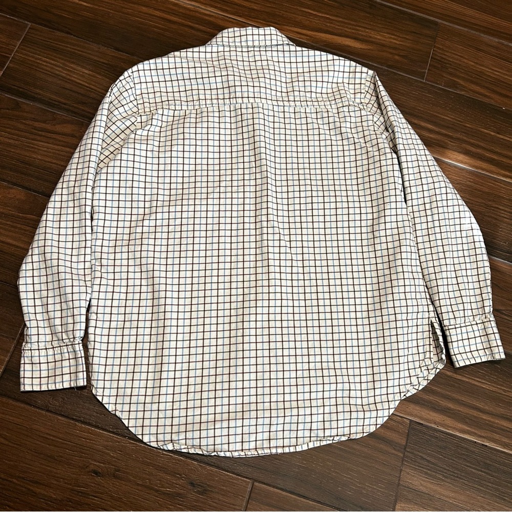 Madewell Women’s Oversized Ex-Boyfriend Plaid Shirt Small Cream Brown Blue - Picture 3 of 12